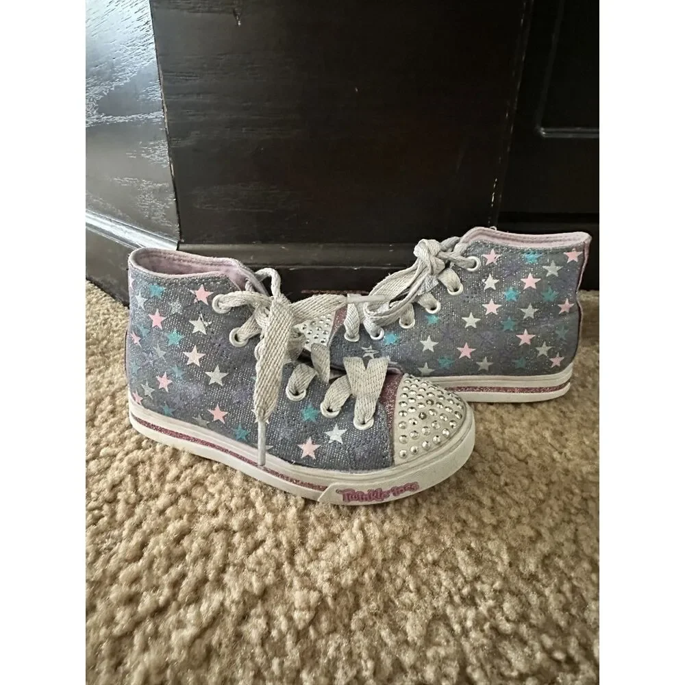 Sketchers Twinkle Toes Light-Up High Top Girl Sneakers Size 11